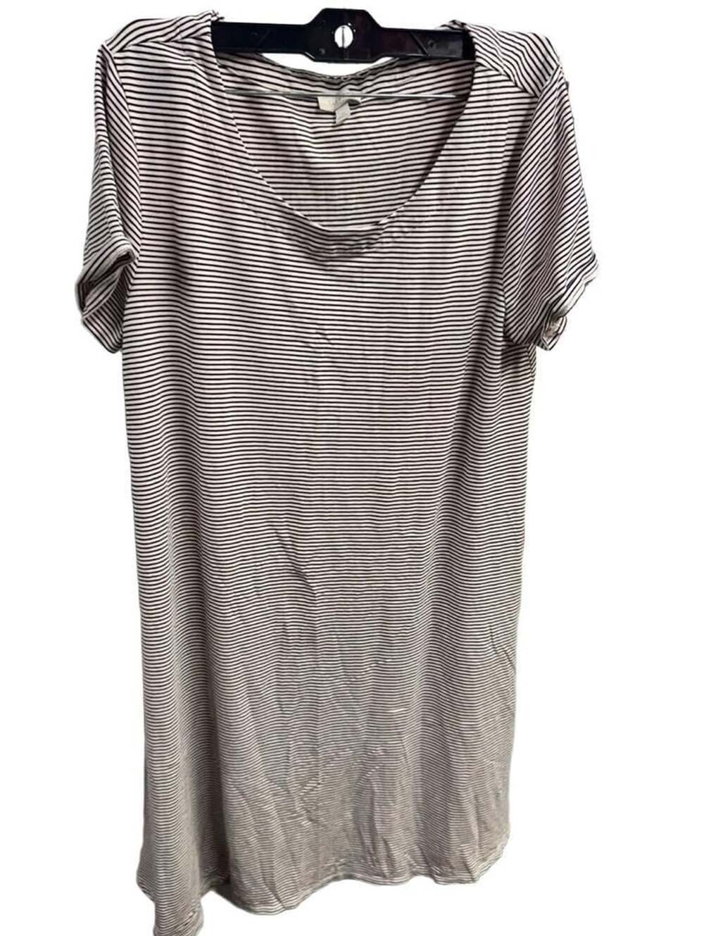 Talbots Black and White Striped Short Sleeve T-Shirt Dress Size M